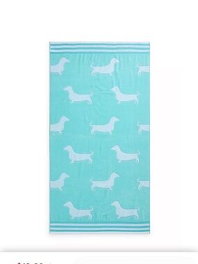 Dachshund Beach Towel in Aqua and White